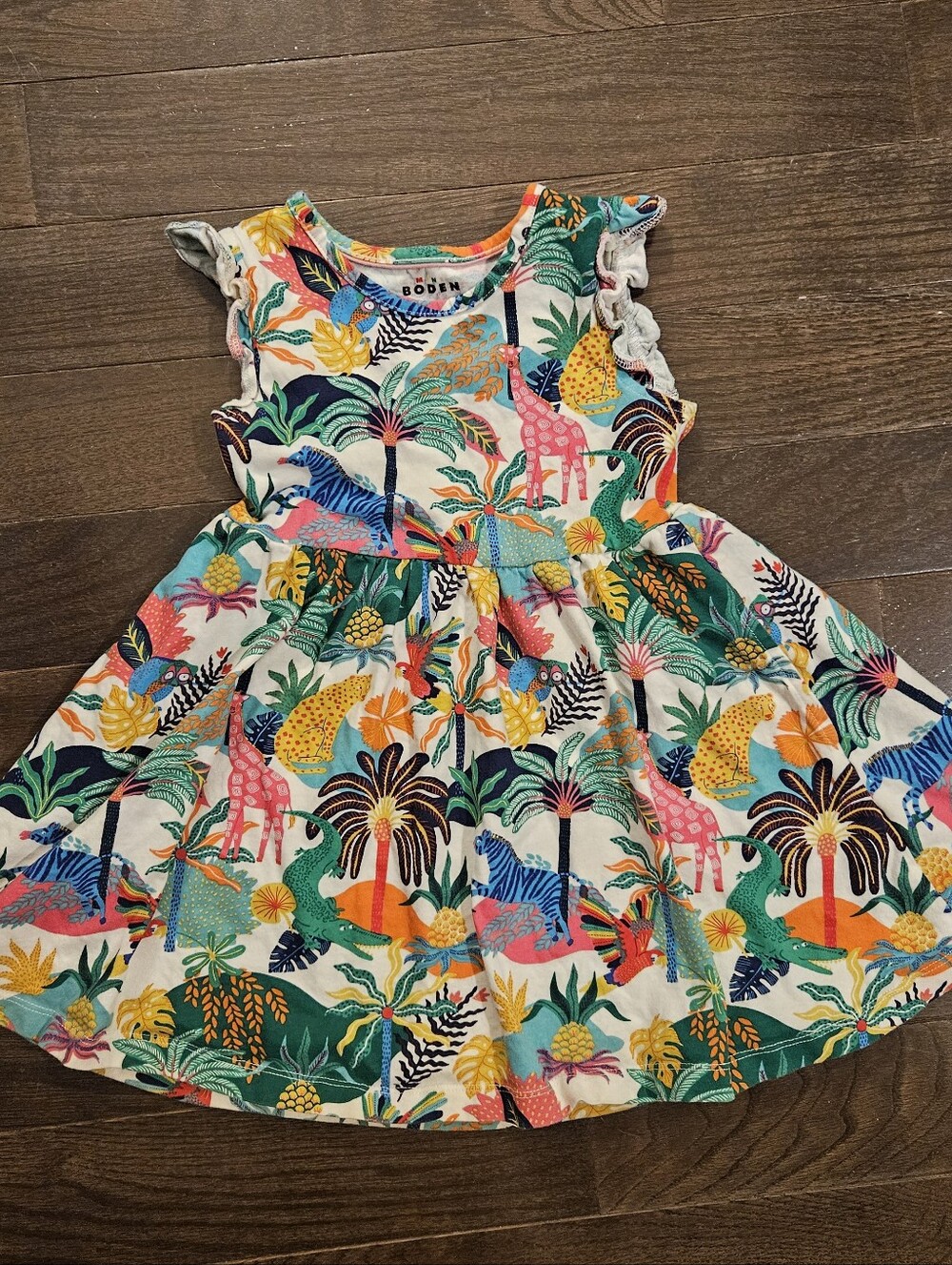 Mini Boden Girls' Tropical Animal Print Dress 4-5